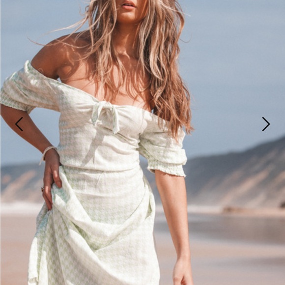 NWT ROXY Summertime Feeling Green & White  checkered Midi Dress Size XL - Picture 5 of 14